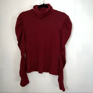 Shein Wine Colored Turtleneck Knit Top, Ribbed, Long Sleeves, Size XL